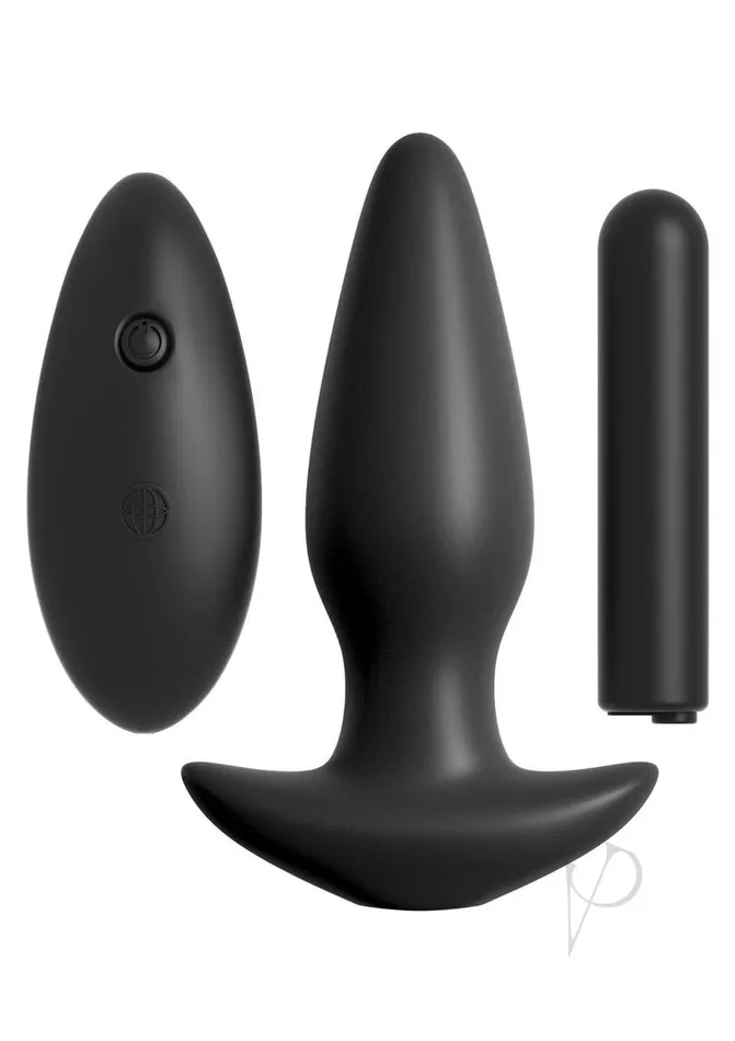 Anal Fantasy Collection Male Sex Toys Anal Fantasy Collection Silicone Plug with Remote Control 4in Black