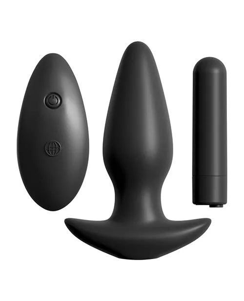 Anal Fantasy Collection Male Sex Toys Anal Fantasy Collection Silicone Plug with Remote Control 4in Black