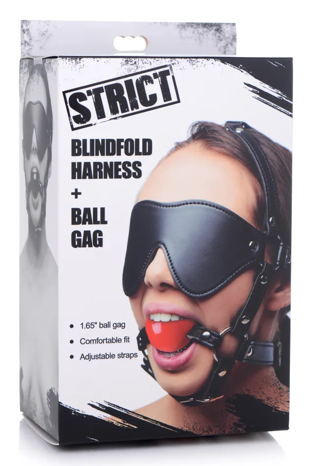 XR Brands Vibrators Blindfold Harness and Red Ball Gag